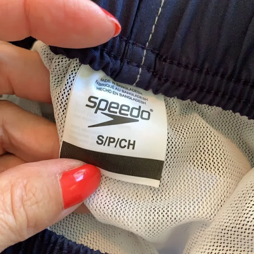 ‎NWT Speedo 3 color striped swim trunks